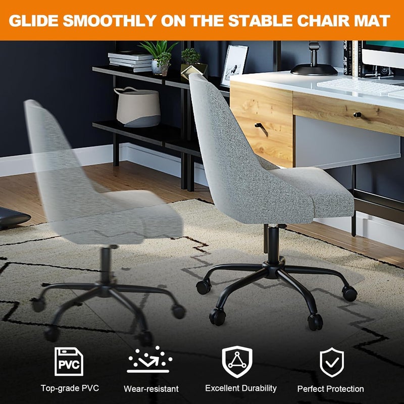 TONOS Chair Mat for Carpet- Low Pile (1/4" Thick) Carpet Protector for Office Gaming Computer Desk Chair. Heavy Duty Desk Chair Mat for Carpeted Floors, Semi Transparent (with Lip（Thickened）) - Image 4